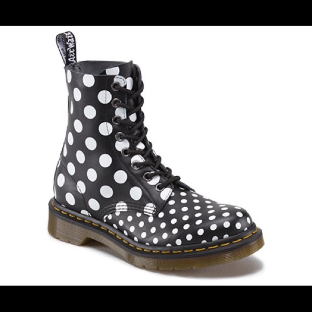 Dr. Martens Chay Polka Dot Boots Black and White